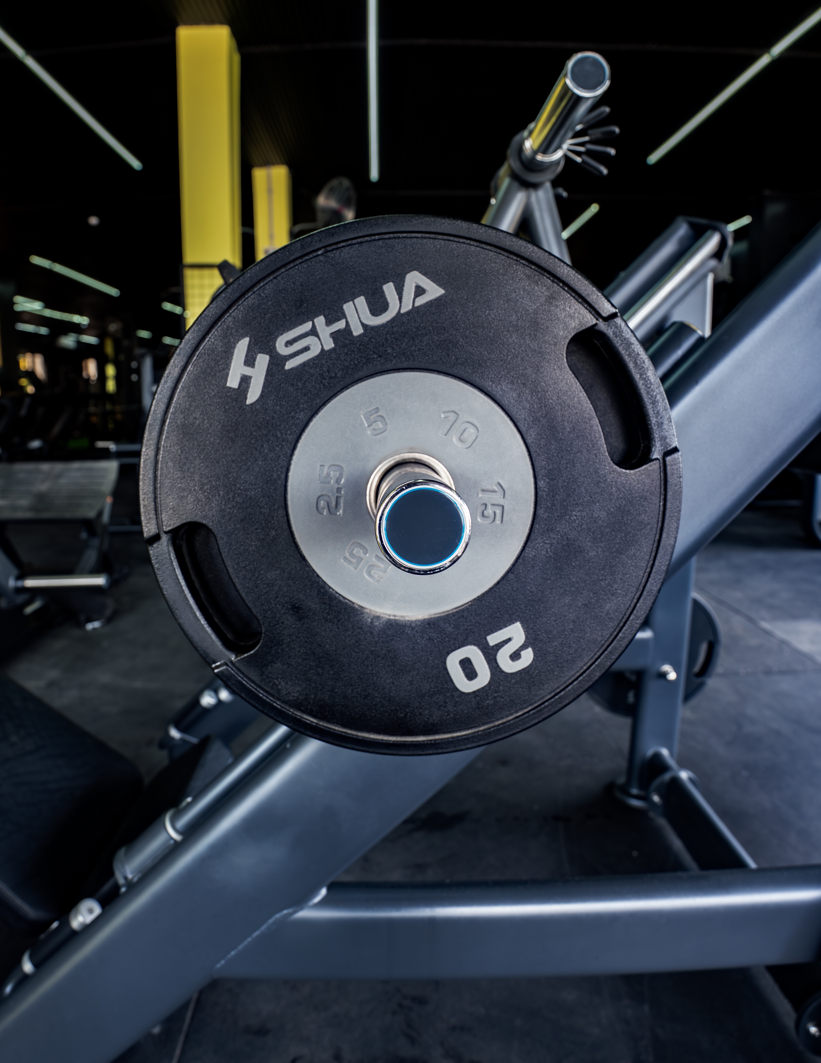 Weight plate loaded on the rack